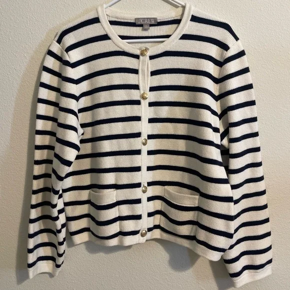 J.Crew New relaxed Emilie sweater lady jacket in stripe - Picture 5 of 8